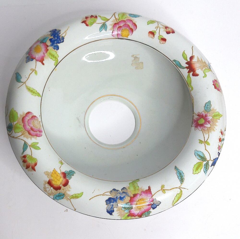 Vintage Chinese Rose Canton Porcelain Chandelier Light Center Bowl 10"
